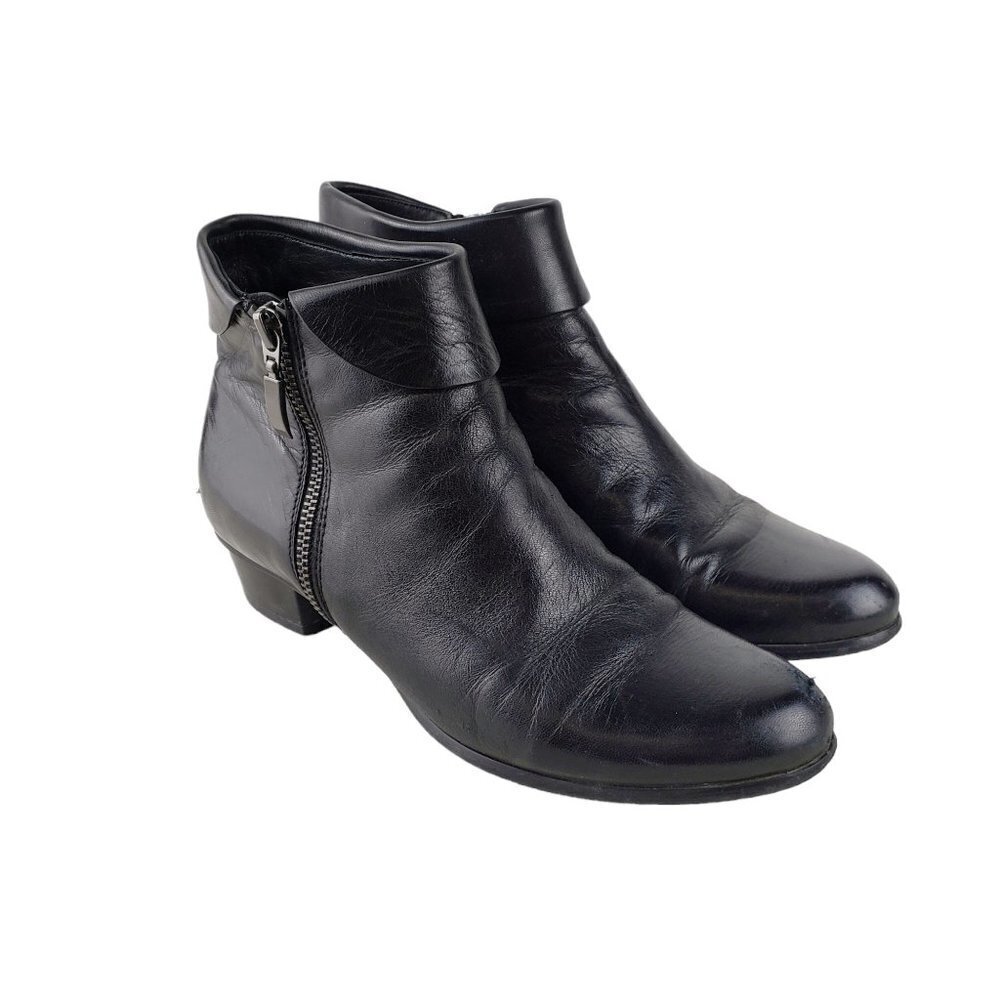 Spring Step Stockholm Booties Black Leather Ankle Zip Size 37 US Womens 6.5-7